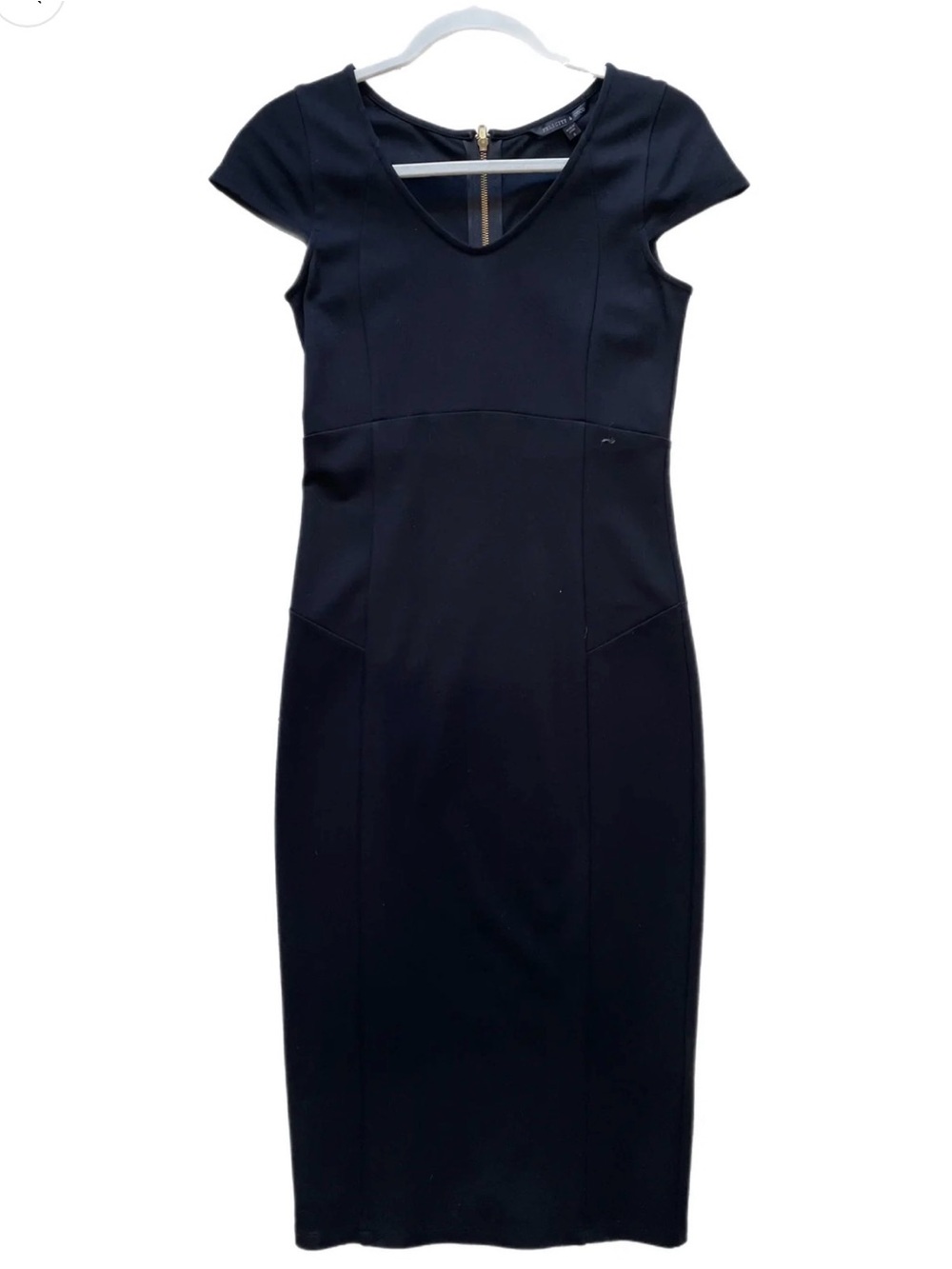 Felicity & Coco Black Cap-Sleeve Midi Sheath Dress